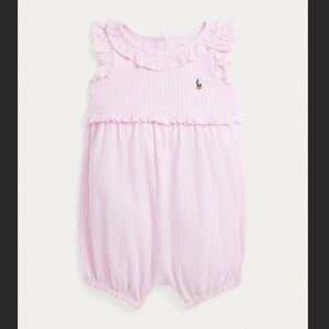Ralph Lauren Striped Knit Oxford Bubble Shortall Pink NEW 18 months